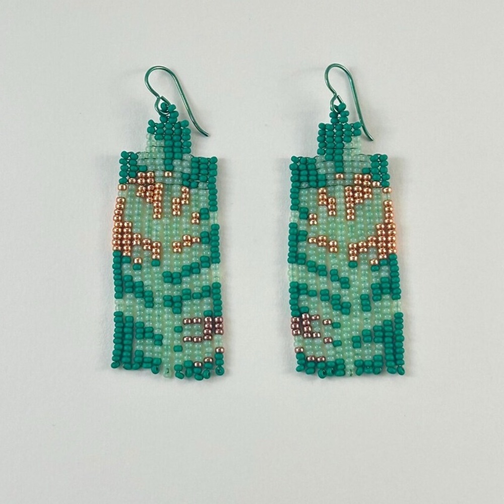 Handcrafted Monstera Leaf Beaded Earrings